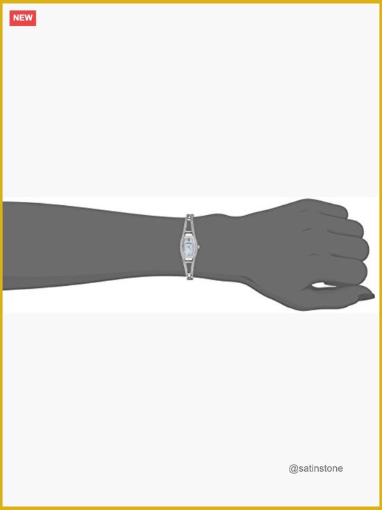 Anne Klein Quartz Ladies Premium Crystal Accented Bangle  Genuine Crystal Accented Bangle Watch with Mother-of-Pearl Dial, Roman Numerals